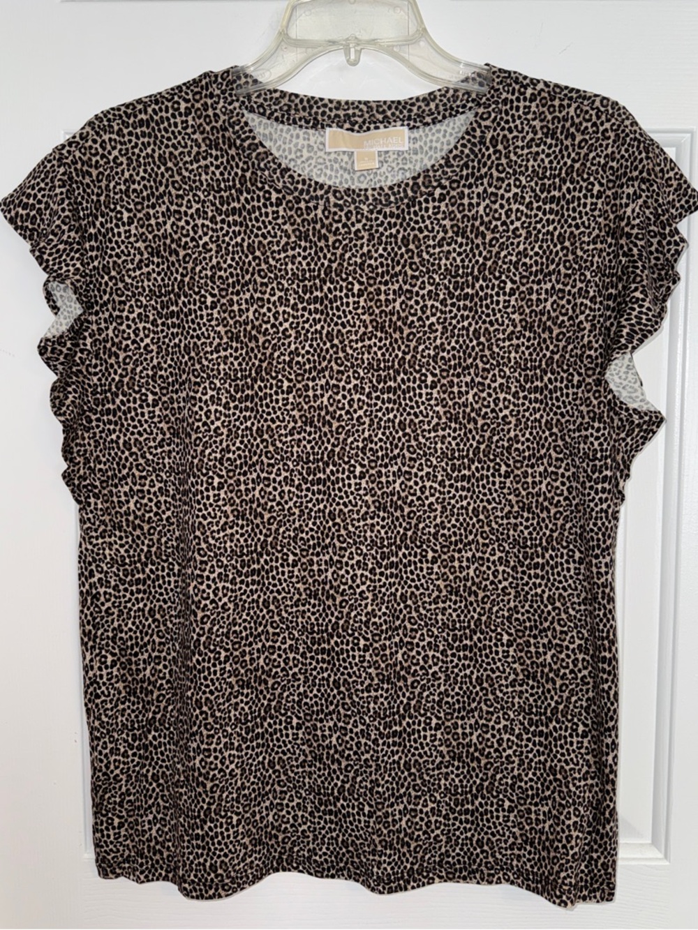 Michael Kors Leopard Print Ruffle Sleeve Tee
